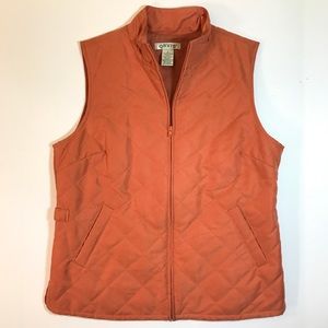 Orvis Quilted Lined Full Zip Vest Orange Sz Small
